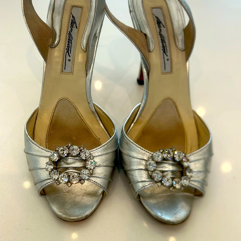 Brian Atwood Silver Rhinestone Heels